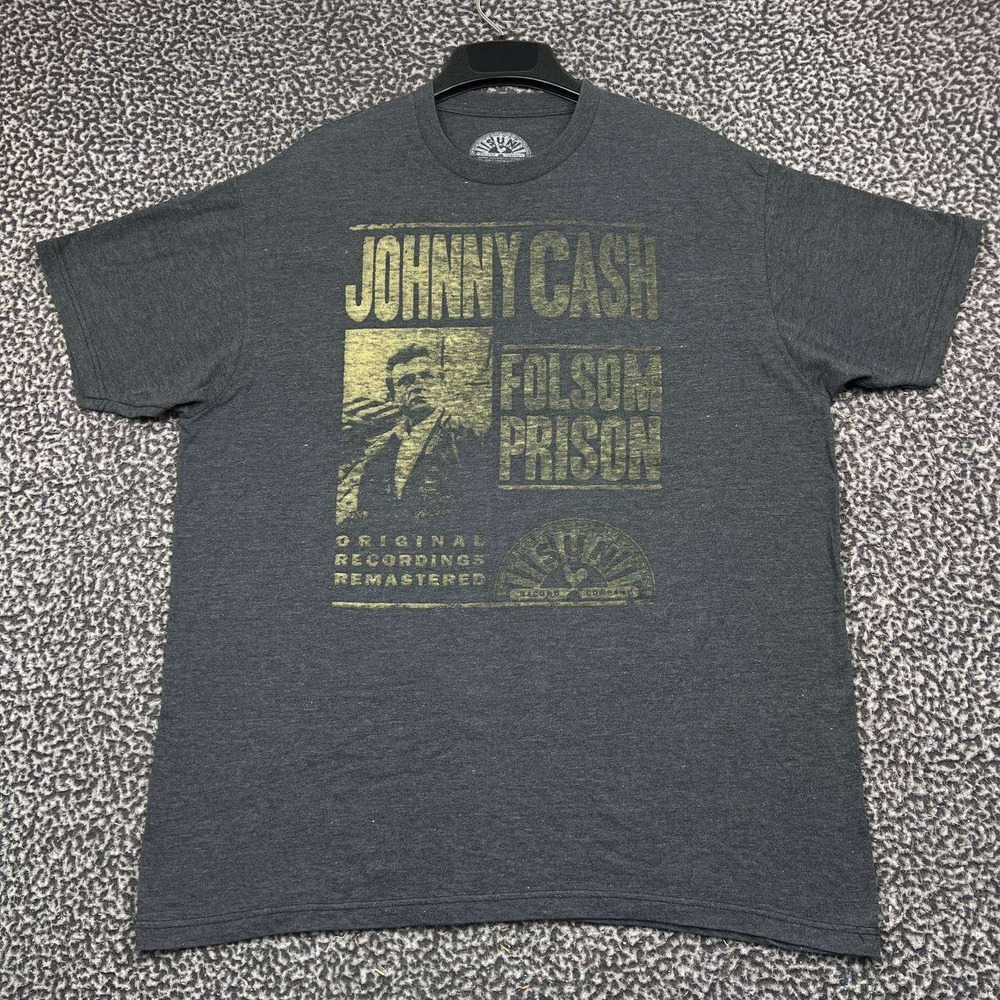 Johnny Cash Folsom Prison Shirt Men XL Gray Sun Record Company Short Sleeve